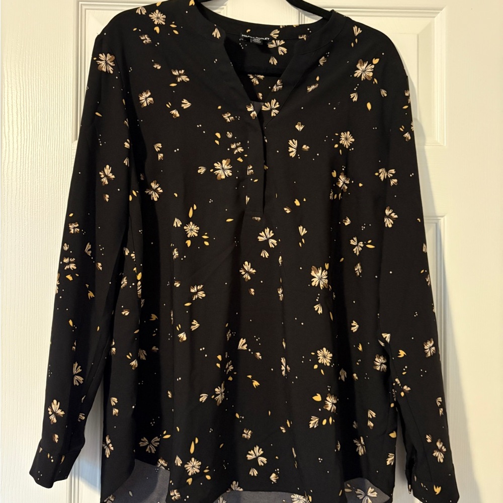 Hilary Radley Black Floral Blouse